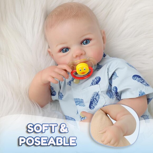 🆕20Inch Soft Cloth Body Newborn Baby Poseable Limbs Smiling Noah Doll Baby Boy - Picture 6 of 10